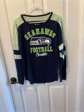 Team Apparel Navy & Neon Green NFL Long Sleeve Tee